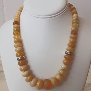 Desert Rose Trading Co .925 Sterling Yellow Jasper Graduating Statement Necklace